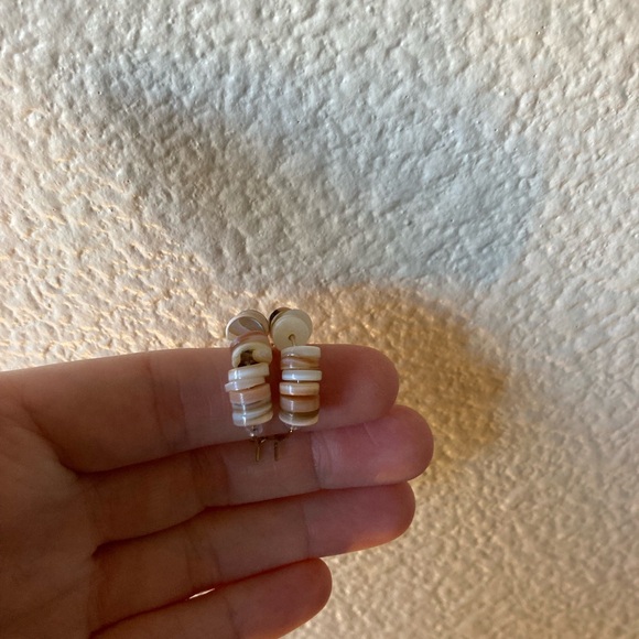 Bohemian Handmade White Sea Shell Hoop Earrings - Picture 5 of 10